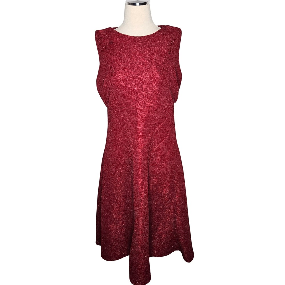 J. Taylor Women's Red Metallic Textured A-Line Cocktail Dress Size M Sleeveless